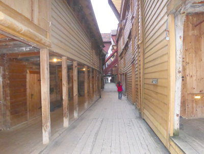 Narrow paths between tenements or gårdens, each composed of several trading houses in one long row