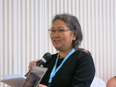 Dra. Mary Ann Bimbao, Directora Ejecutiva de Q-quatics, dio la bienvenida a los huéspedes y al personal
